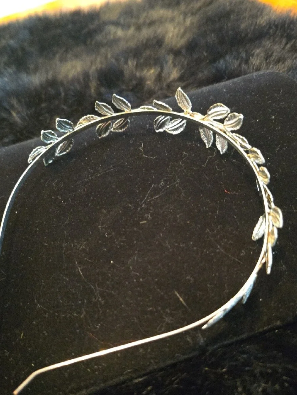 Silver Leaf Motif Headband for Women
